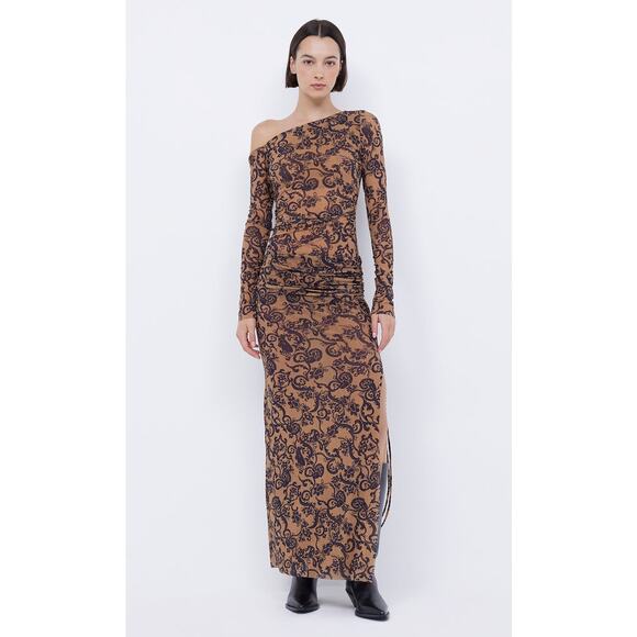NWT Anthropologie BEC+BRIDGE Western Sun Long-Sleeve Dress $350 US SIZE 4 Brown - Picture 5 of 8